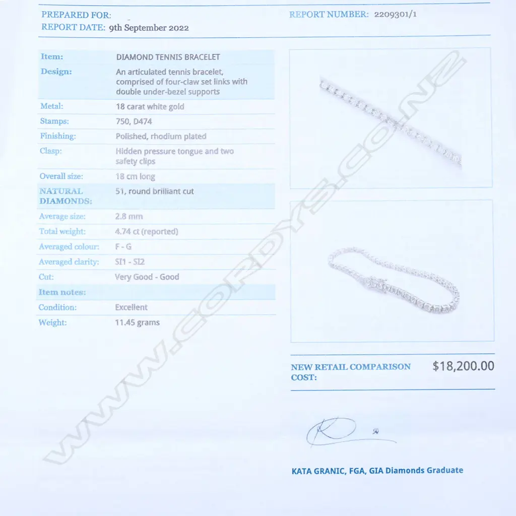An 18ct white gold and diamond tennis bracelet, Image 1++