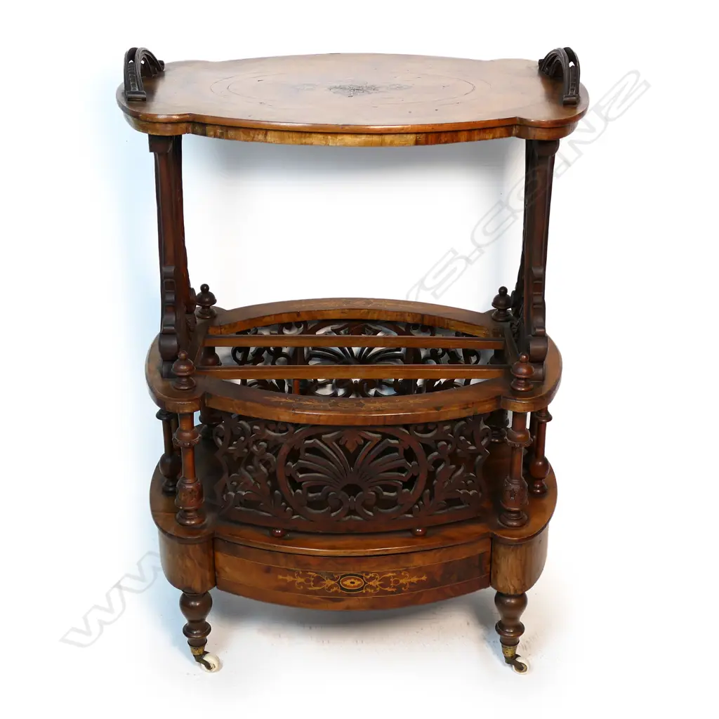 A Victorian walnut canterbury, Image 1++