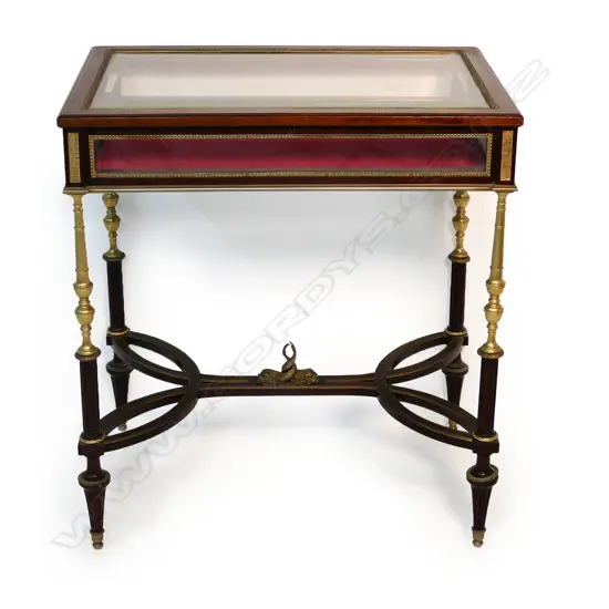 A Louis revival mahogany and ormolu bijouterie display table,