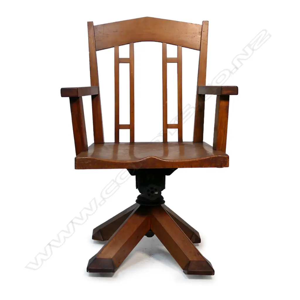 A Roy Lippincott design rimu swivel chair for Auckland University professorial offices, Image 1++
