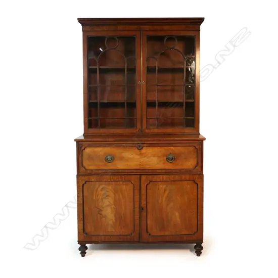A Georgian mahogany bookcase-secretaire,