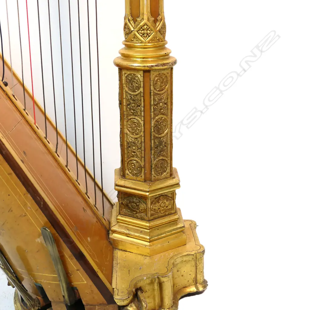 A mid 19thC gilt wood forty-six string Gothic “Angel” Harp by Erard, Image 1++