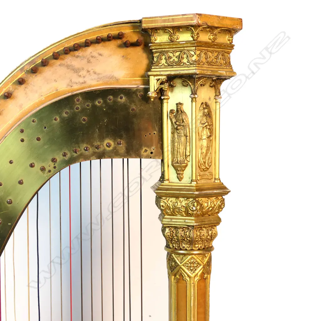 A mid 19thC gilt wood forty-six string Gothic “Angel” Harp by Erard, Image 1++