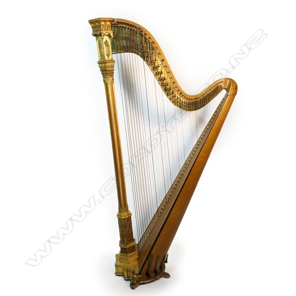 A mid 19thC gilt wood forty-six string Gothic “Angel” Harp by Erard, Image 1++
