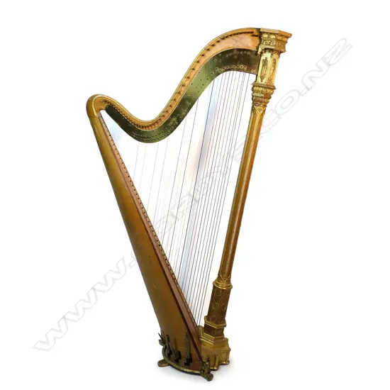 A mid 19thC gilt wood forty-six string Gothic “Angel” Harp by Erard,