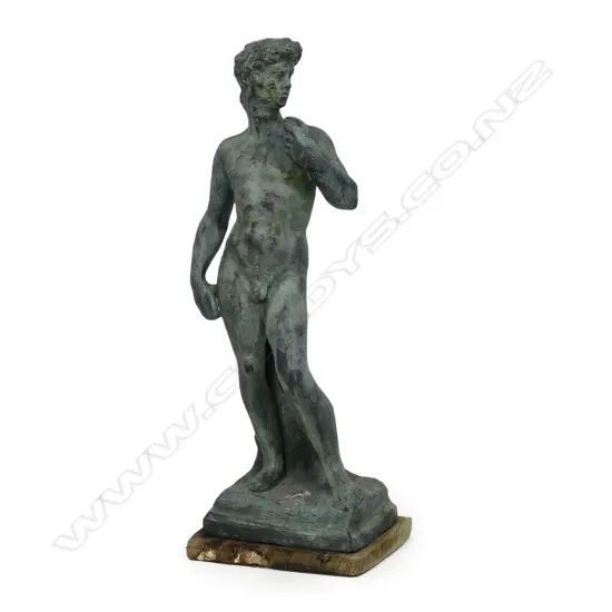 A bronze statue after Michelangelo's David,