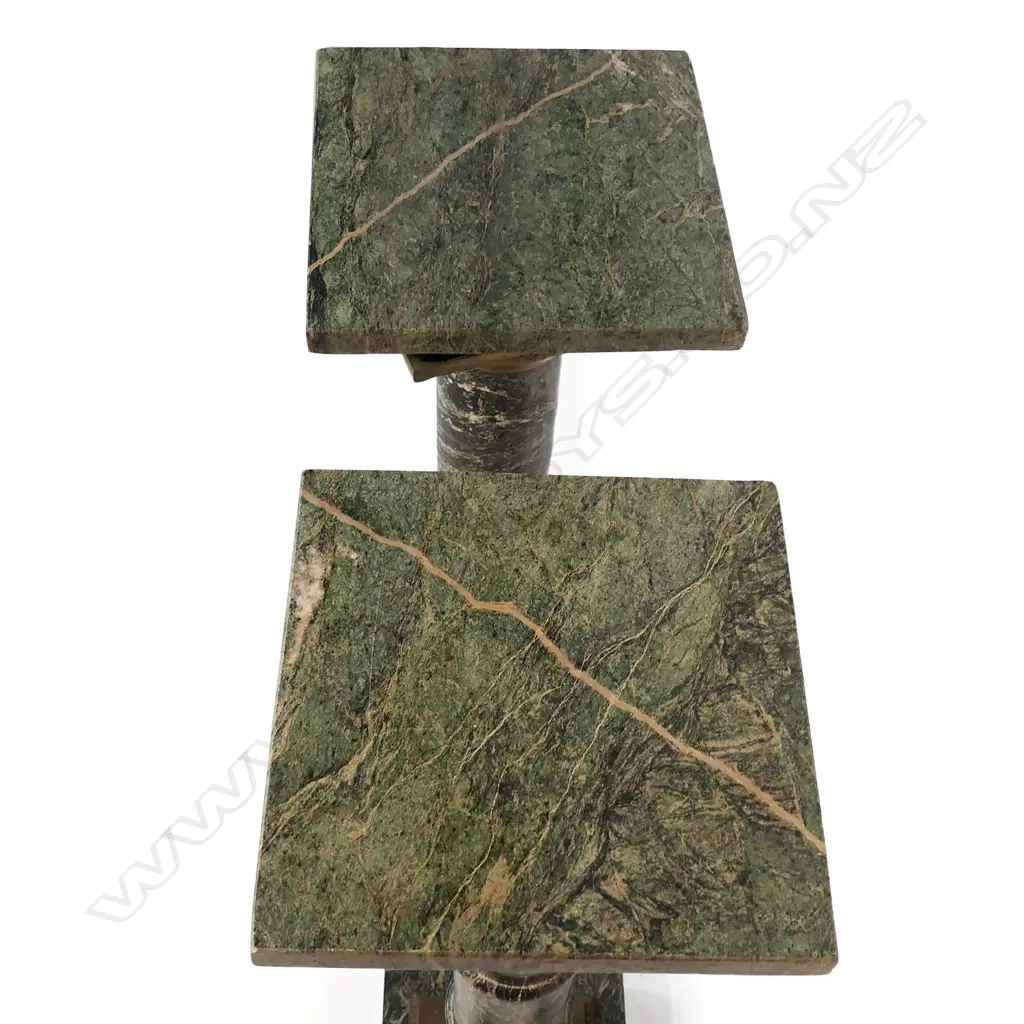A pair of Verdi Alpe marble and bronze columns, Image 1++