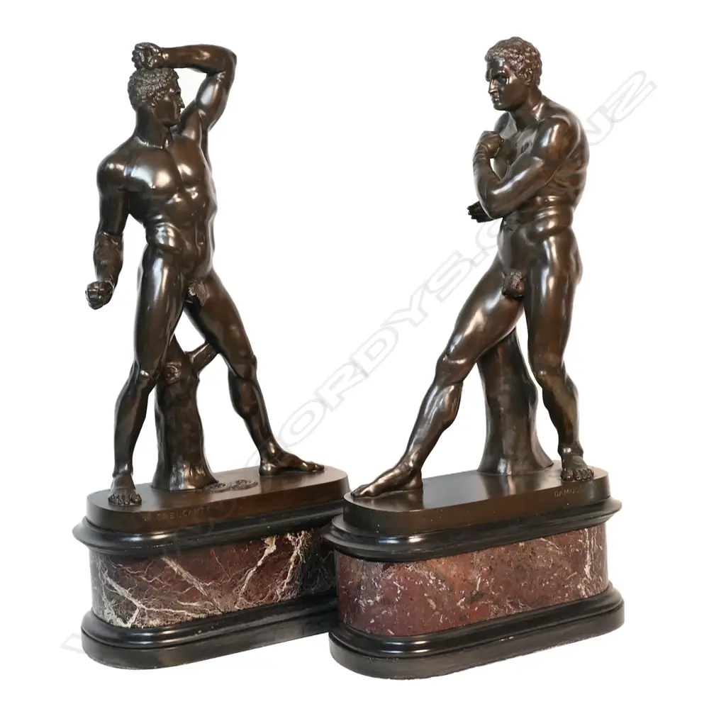 A pair of late 19thC bronze models after Antonio Canova (1757-1852) of the pugilists Creugas and Damoxenos, Image 1++
