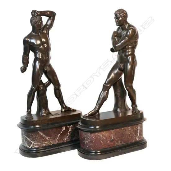 A pair of late 19thC bronze models after Antonio Canova (1757-1852) of the pugilists Creugas and Damoxenos,