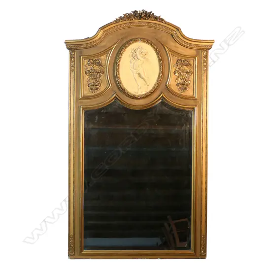 An impressive vintage French trumeau mirror,