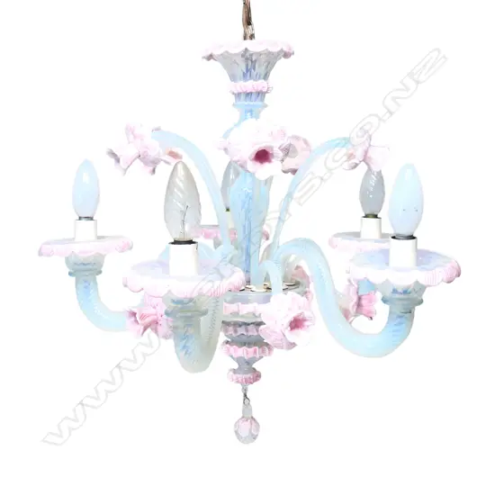 A Venetian opalescent glass small chandelier,