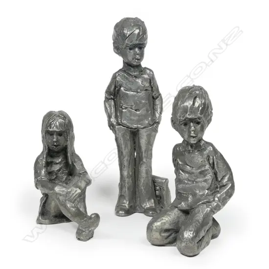 Three small white bronze statuettes by Ken Kendall (1928 – 2012), of children,
