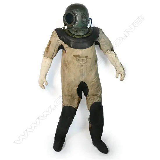 A mid-20thC DESCO Mk.V diver's suit and vintage Japanese ‘Toa’ diver’s helmet,