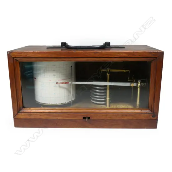 A French 'Richard Freres' barograph, mid 20thC, in mahogany case with front glazed panel,
