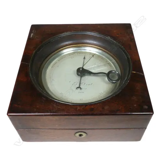 A deck cased gilt brass aneroid barometer by Edward. J. Dent, c.1826-30,
