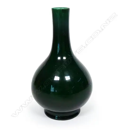 A Chinese monochrome green glazed bottle vase, Qianlong period,