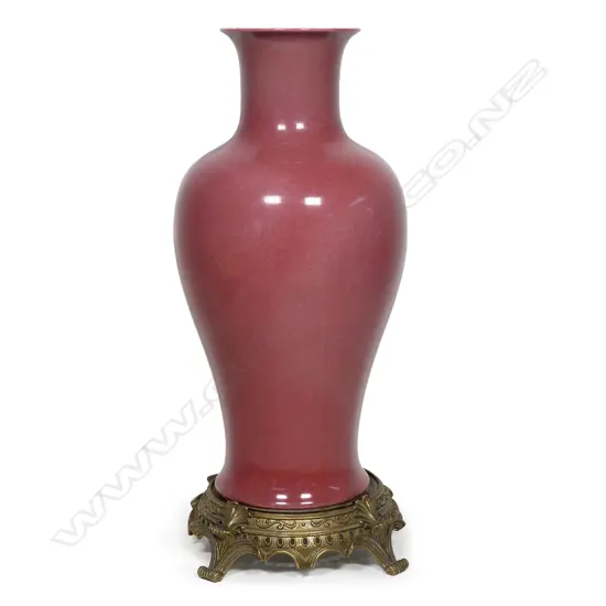 A large Chinese peach bloom baluster vase,