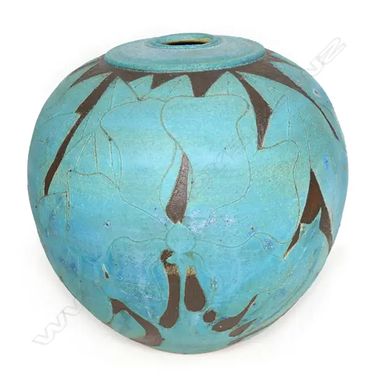 A Graeme Storm stoneware large spherical vase,