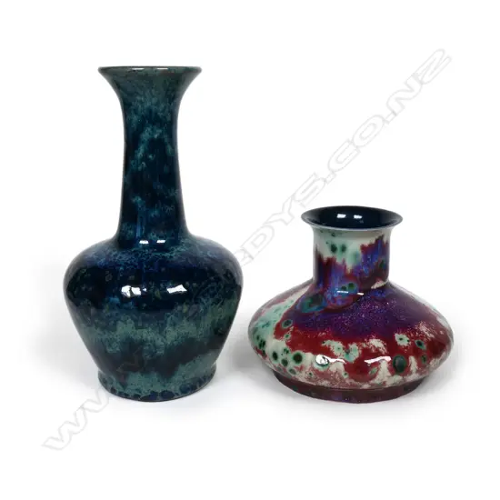 Two Cobridge Stoneware high fired Ruskin type vases,