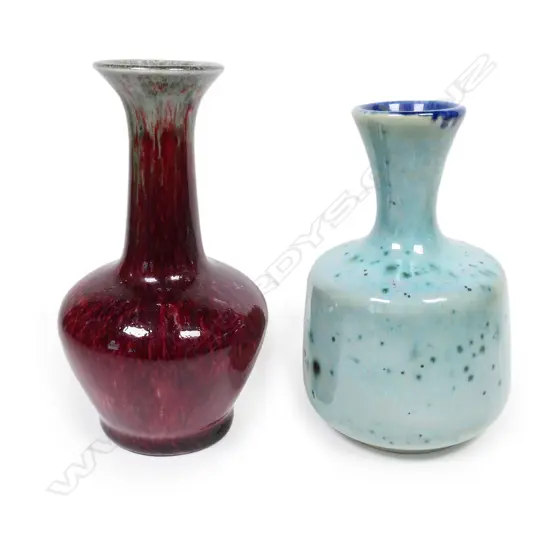 Two Cobridge Stoneware high fired Ruskin type vases,