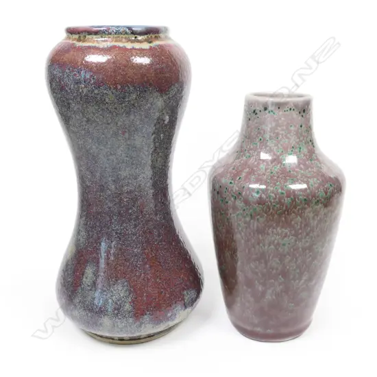 Two Cobridge Stoneware high fired Ruskin type vases,