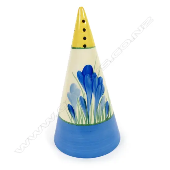 A Clarice Cliff hand painted 'Bizarre' vase, in the Blue Crocus pattern,