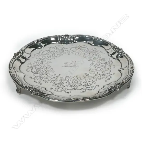 A Victorian silver waiter,