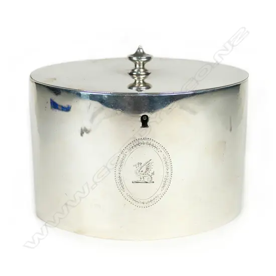 A George III silver plain tea caddy,