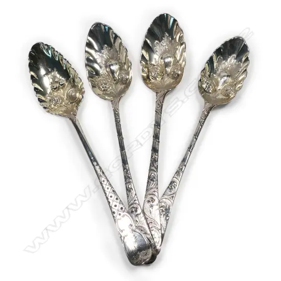 Four Georgian silver berry spoons,