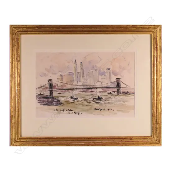 Paul Lucien Maze (1887-1979), New York (Skyline and Brooklyn Bridge),