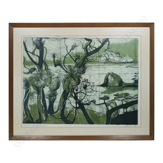 Stanley Palmer (b.1936) 'Pohutukawa and Island',