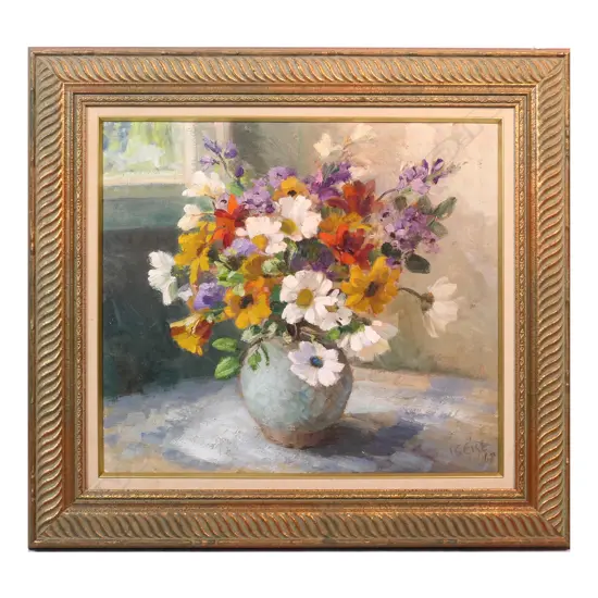 Ida Eise (1894-1978), Vase of Summer Flowers before a Window,