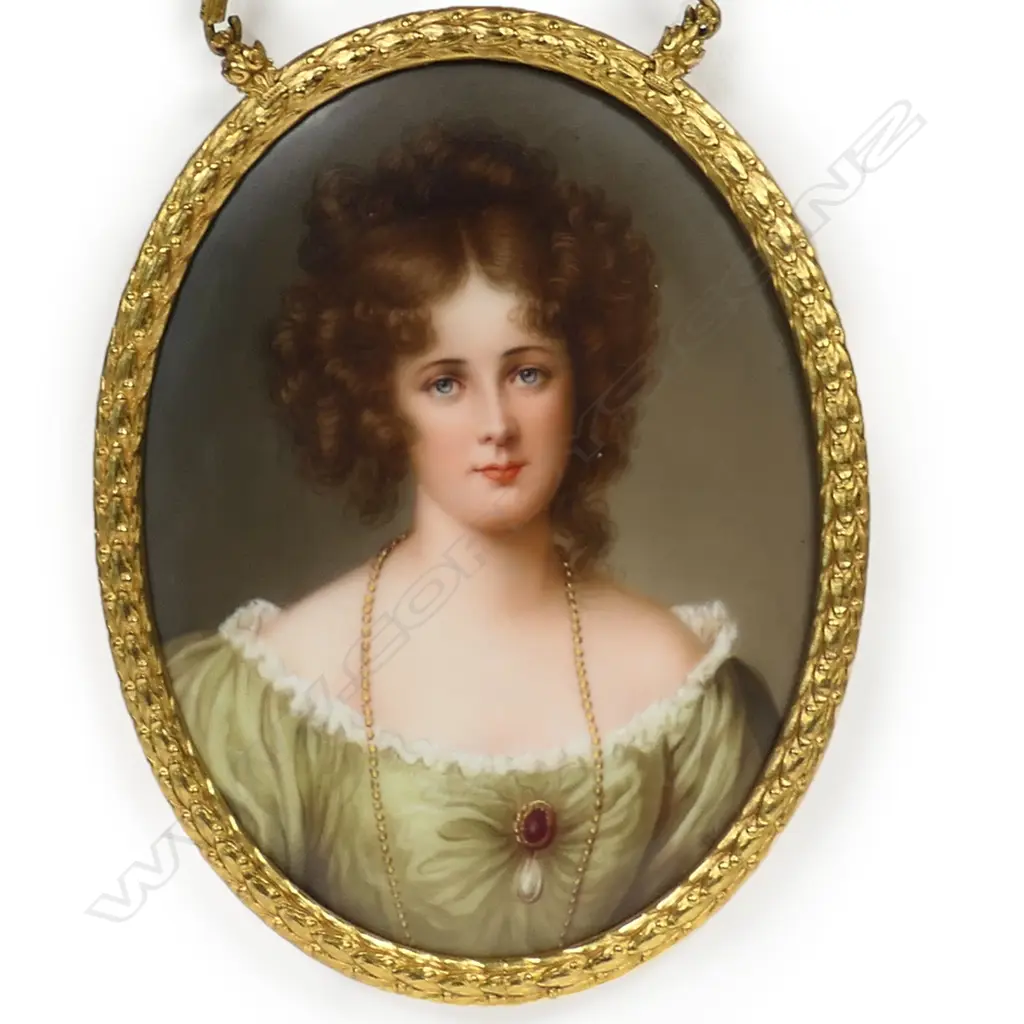 A Late 19thC German fine hand painted porcelain portrait plaque. Image 1++