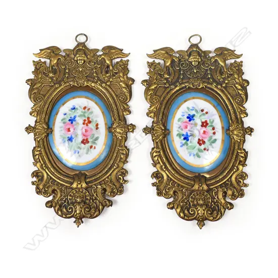 A pair of early 20thC Sèvres and ormolu plaques,