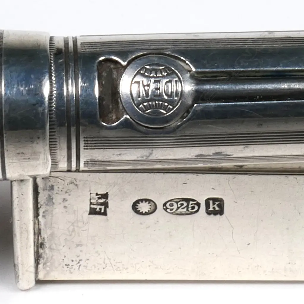 A lady's Waterman's silver fountain pen and a silver sealing wax holder; Image 1++