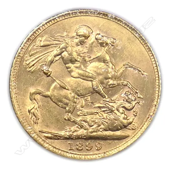 An 1899 full gold sovereign coin,