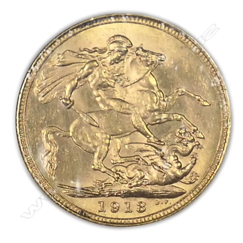 A 1913 full gold sovereign coin, Image 1++
