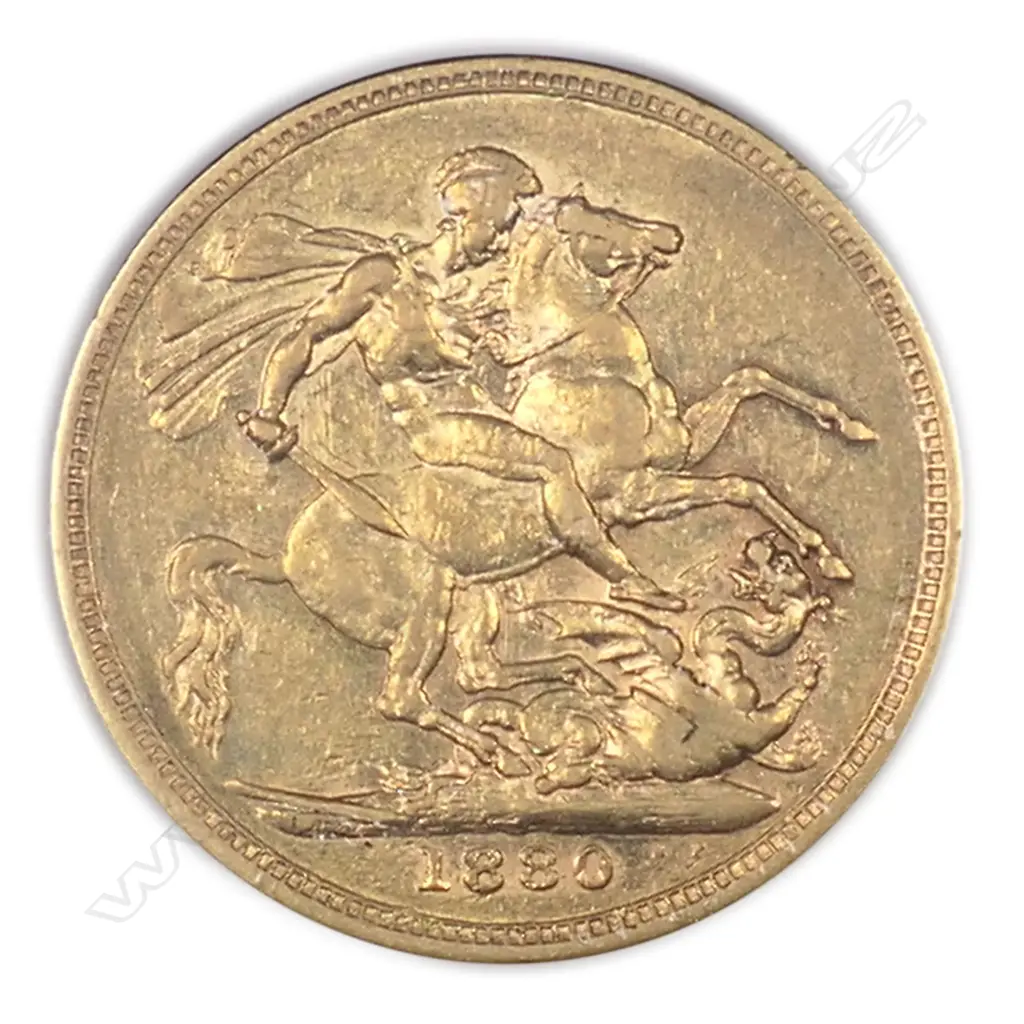 An 1880 full gold sovereign coin, Image 1++