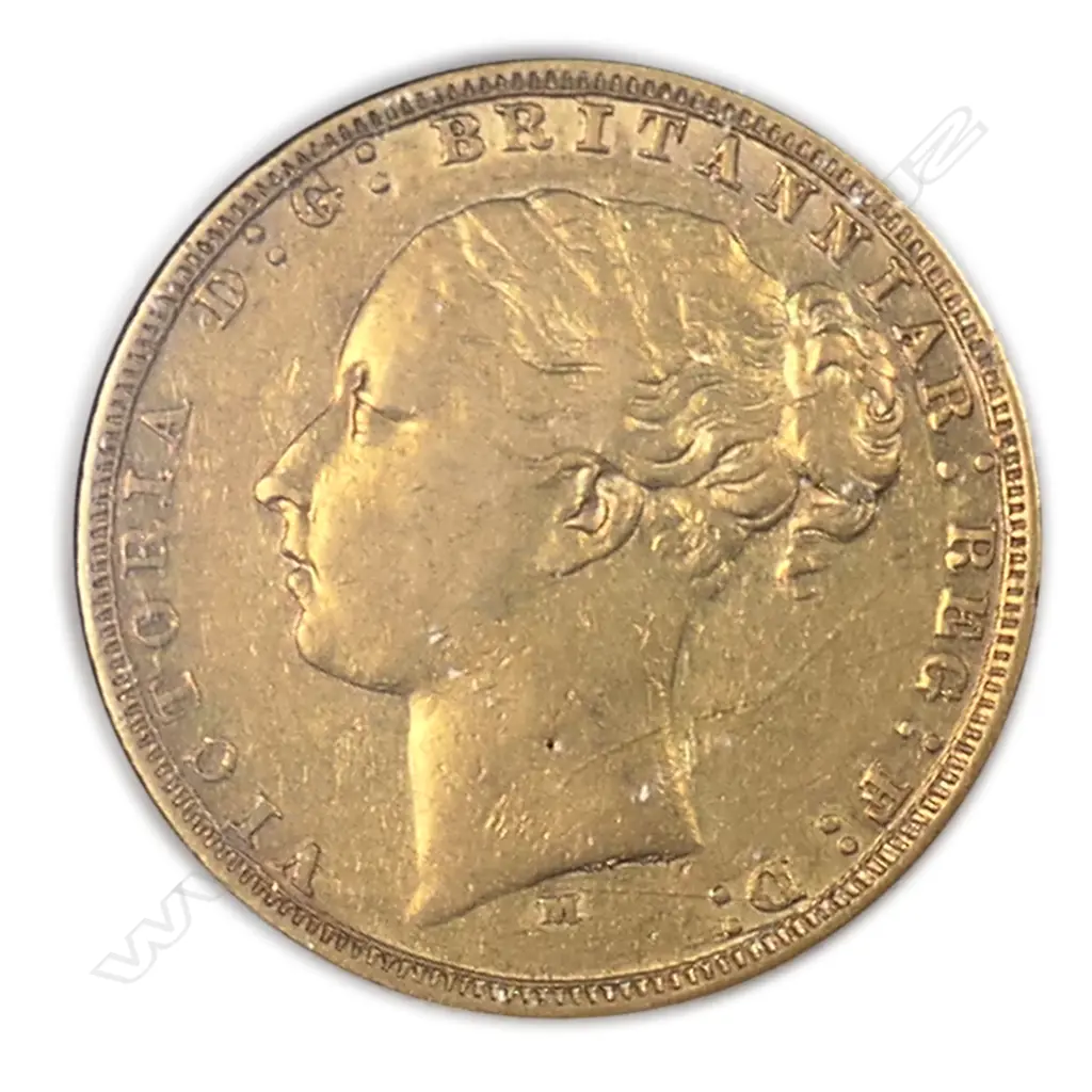 An 1880 full gold sovereign coin, Image 1++