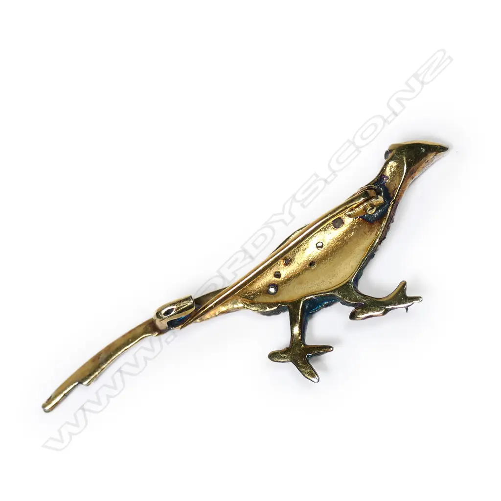 A silver gilt diamond set pheasant brooch, Image 1++