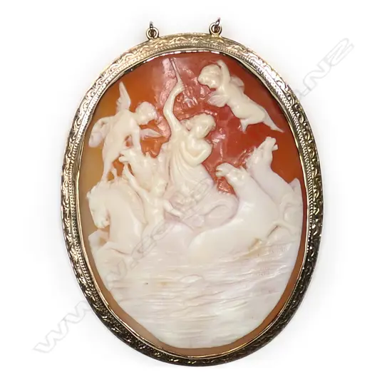 A 14ct rose gold framed cameo brooch,