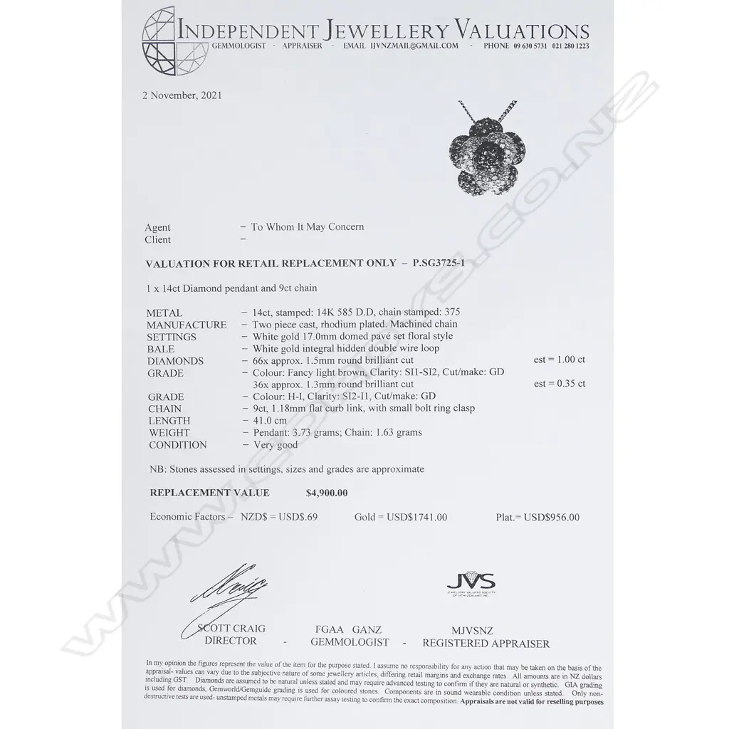 A 14ct white gold and diamond pendant, Image 1++