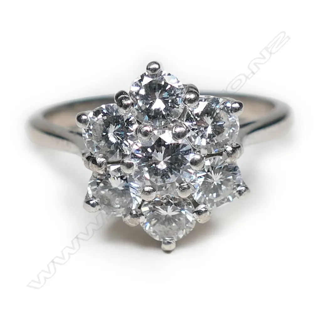 # An 18ct white gold and diamond cluster ring, Image 1++