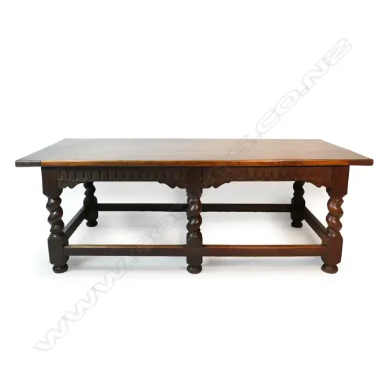 A 19thC Jacobean style oak refectory dining table,