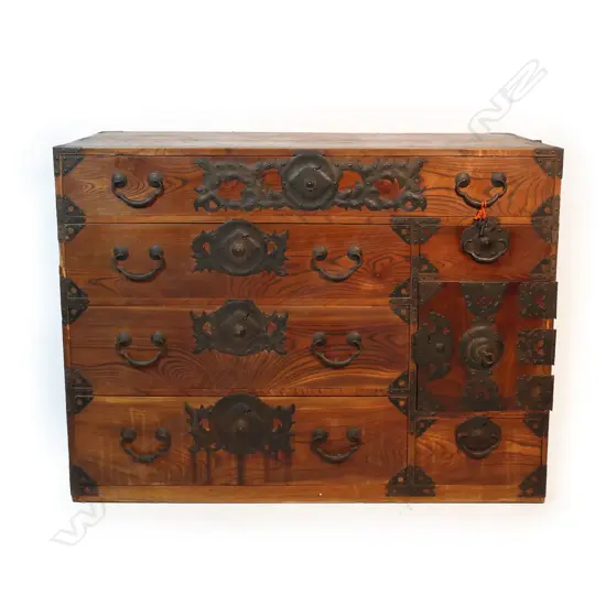A 19thC Japanese chestnut and cedar Sendia chest,