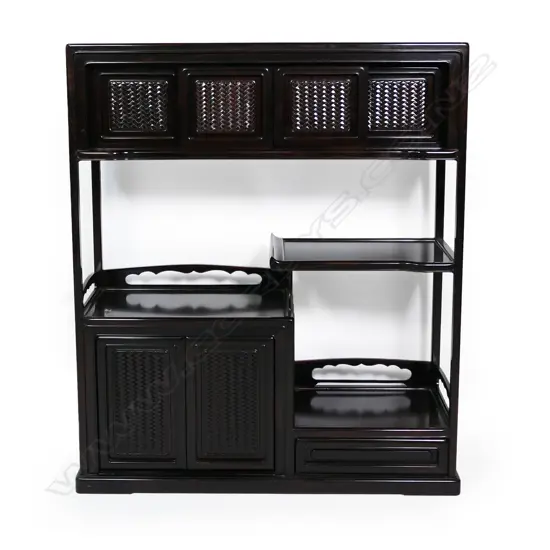 A fine quality Oriental macassar ebony display cabinet,