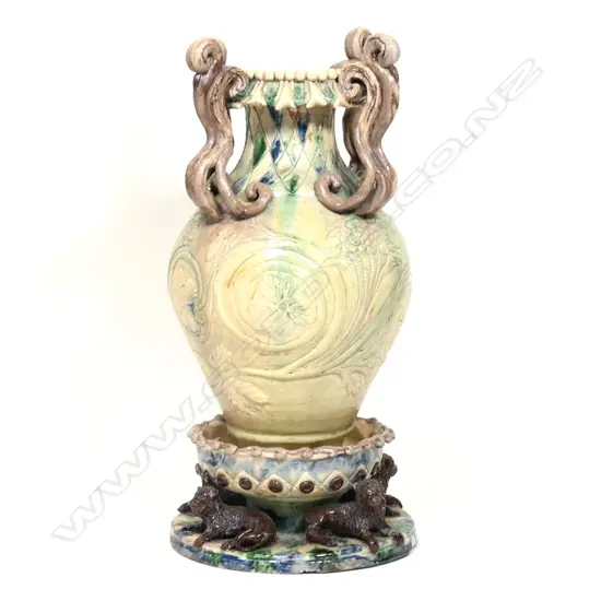 An unusual Castle Hedingham Pottery vase by Edward Bingham (1829-1914),