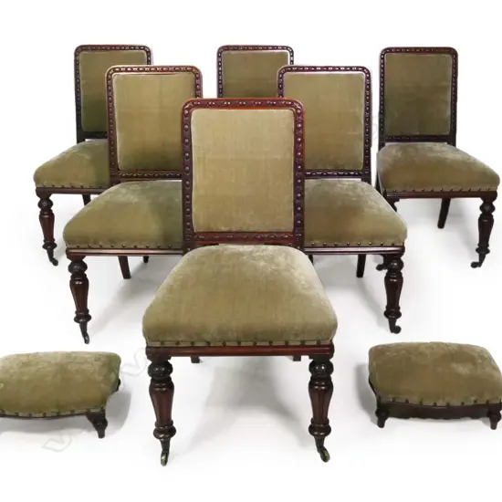 A Set of six upholstered mahogany dining chairs by J. Kendall & Co.*,