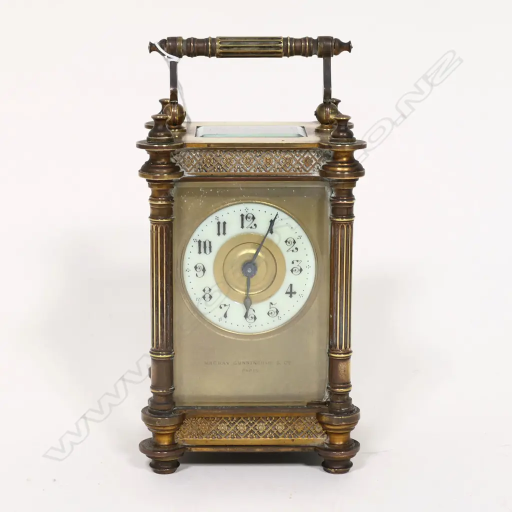 A brass cased carriage clock by Mackay, Cunningham & Co., Paris, Image 1++