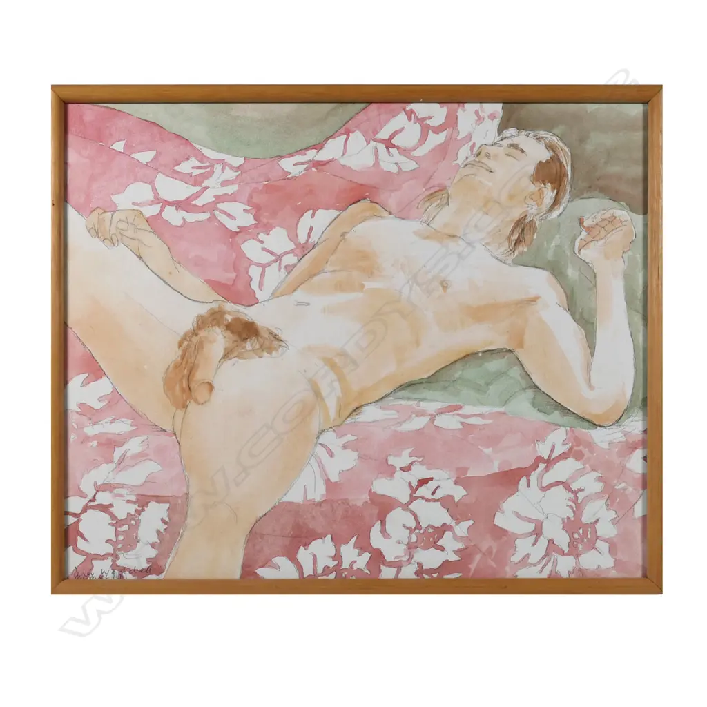 A male nude watercolour on paper, signed P Waddell, dated ’93. 480 x 400mm Image 1++